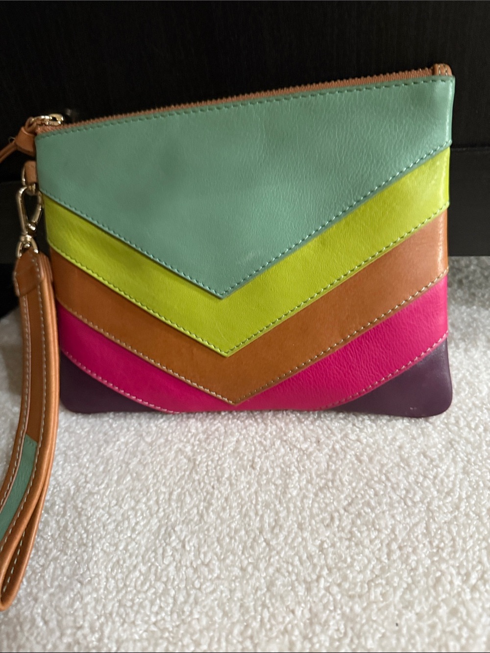 ili New York Multi-Color Top Zip Wristlet Clutch - Mint, Lime, Tan, Pink, Purple